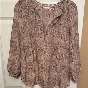 Rebecca Taylor Beige Snake Print Blouse